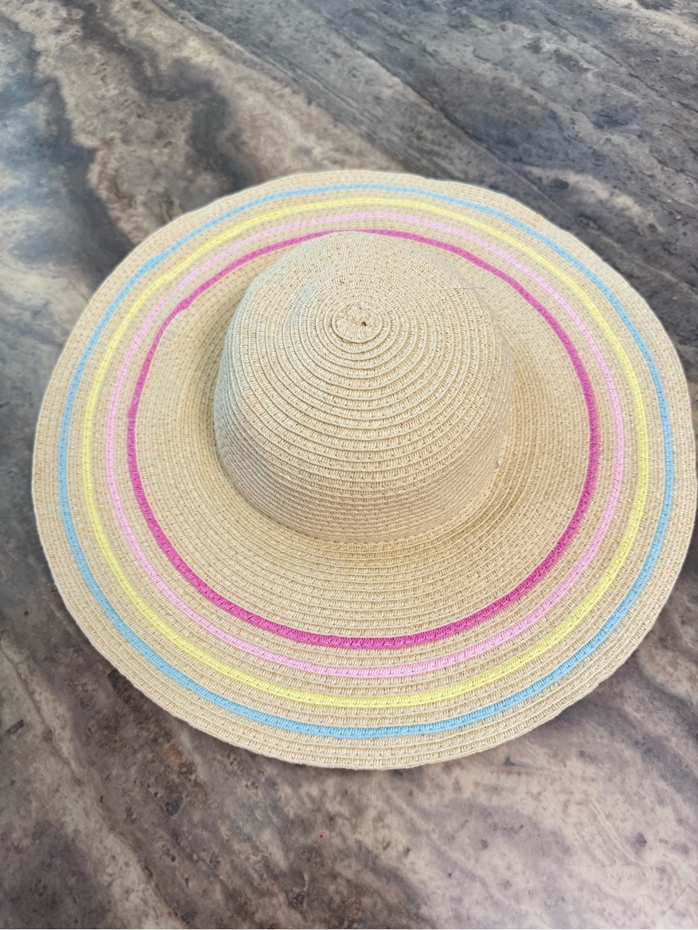 Carter's Straw Sun Hat with Pink, Yellow & Blue Stripes